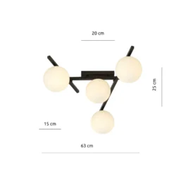 Deckenlampe Smart, schwarz/opal, 4-flammig