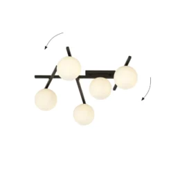 Deckenlampe Smart, schwarz/opal, 5-flammig