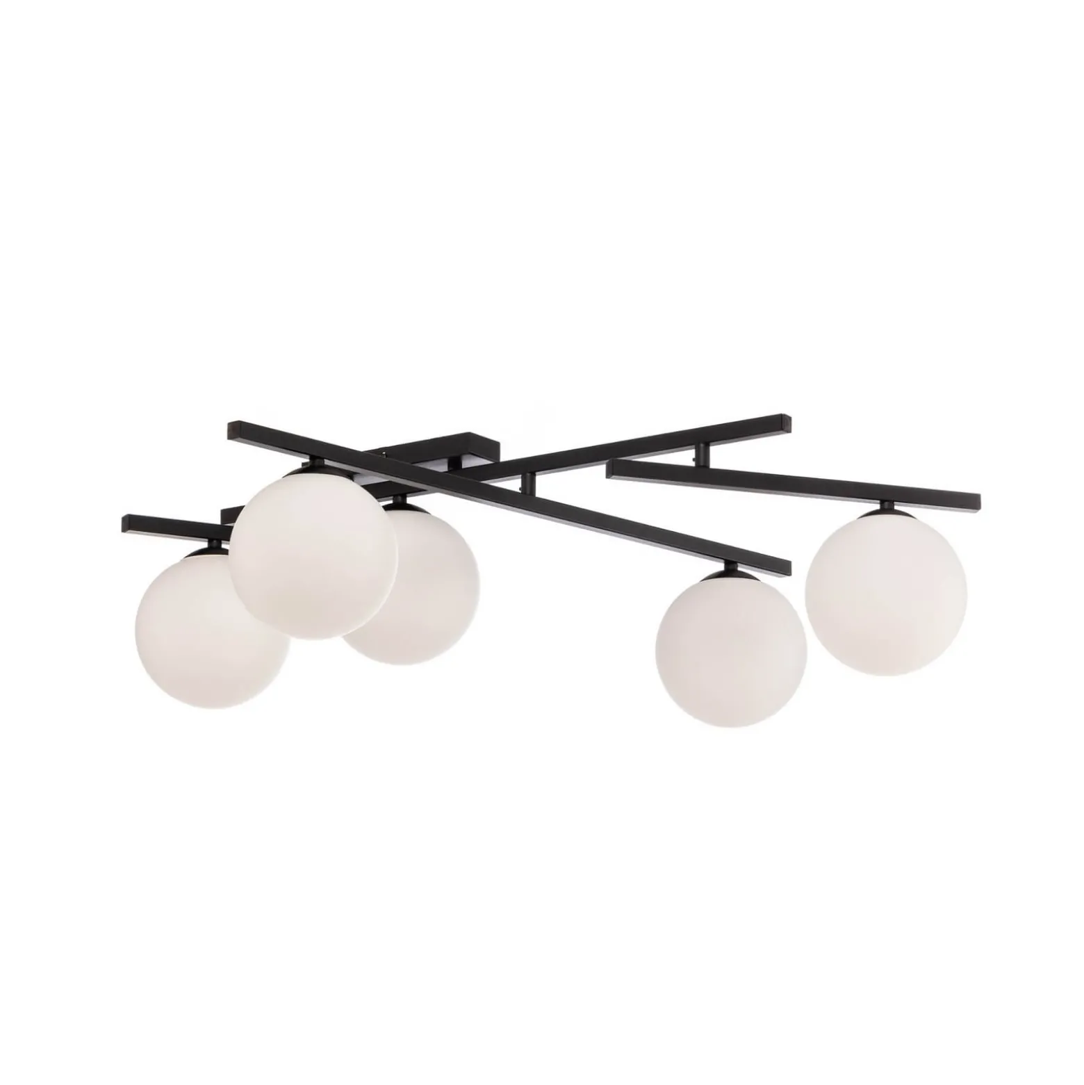 Deckenlampe Smart, schwarz/opal, 5-flammig