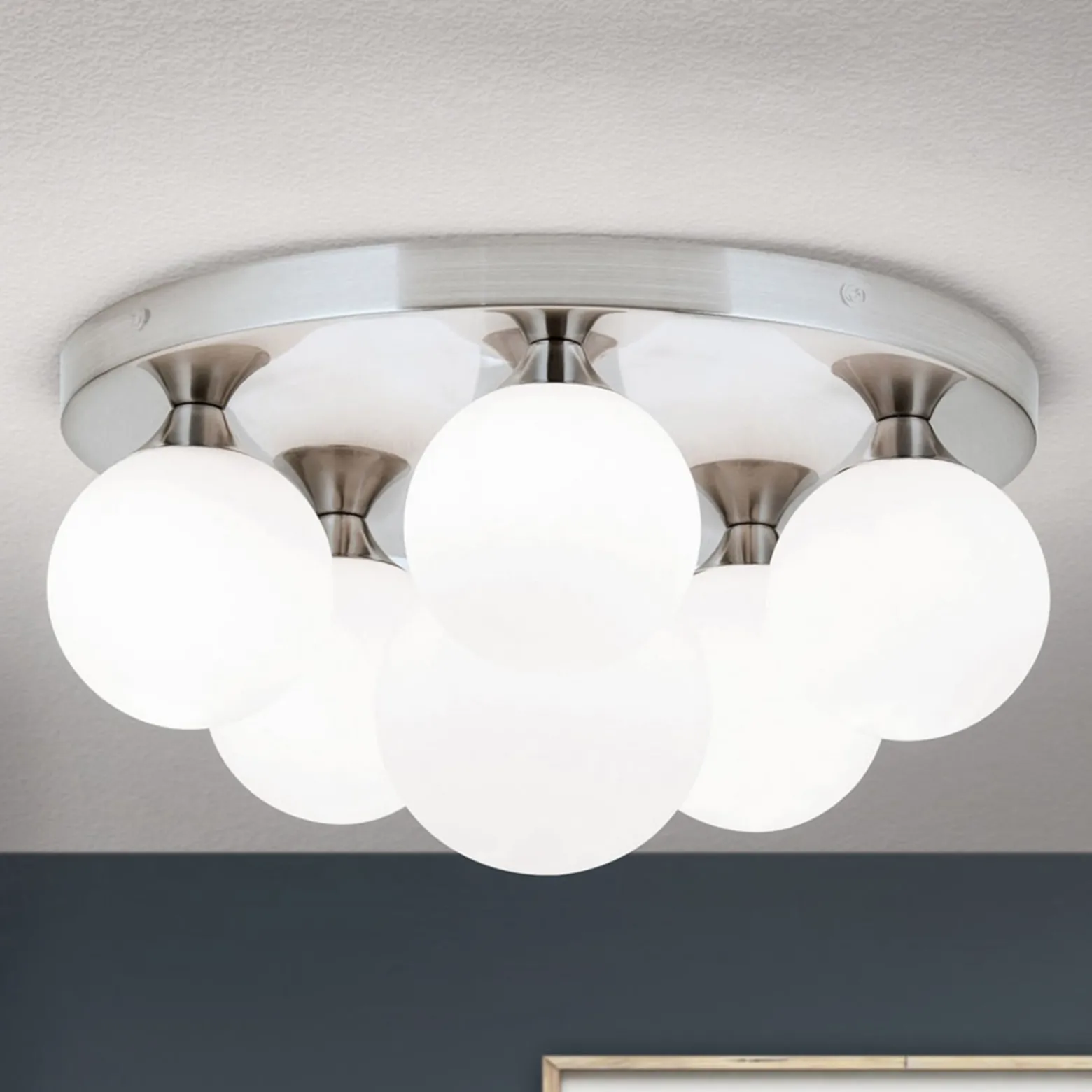 Deckenlampe Snowwhite, Baldachin Ø 36 cm, nickel