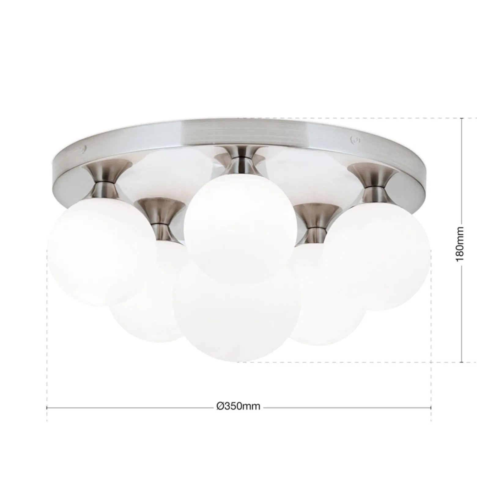 Deckenlampe Snowwhite, Baldachin Ø 36 cm, nickel