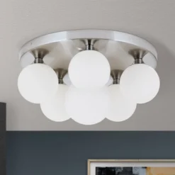 Deckenlampe Snowwhite, Baldachin Ø 36 cm, nickel