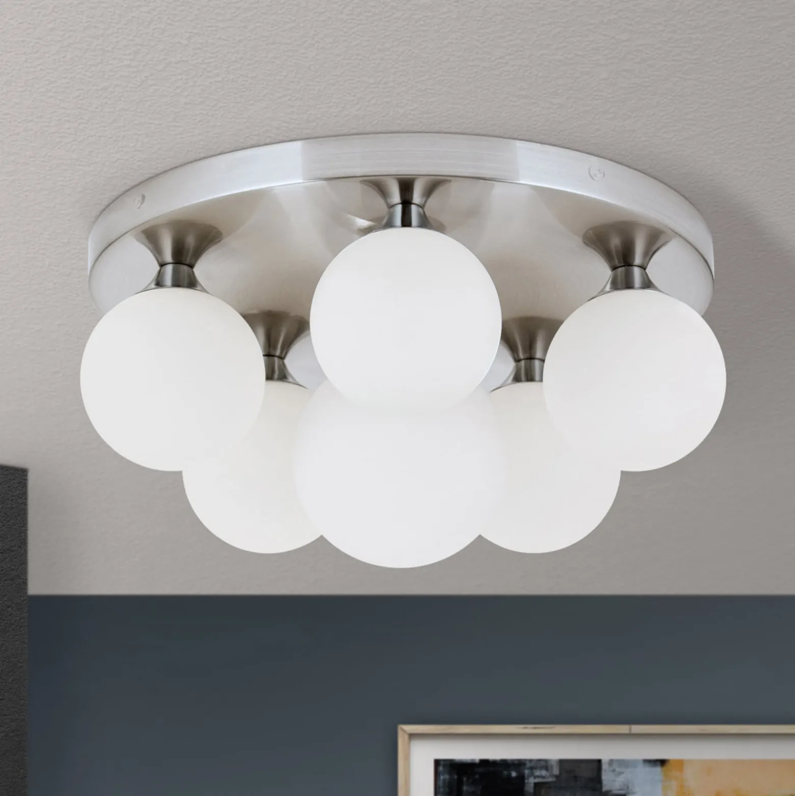 Deckenlampe Snowwhite, Baldachin Ø 36 cm, nickel