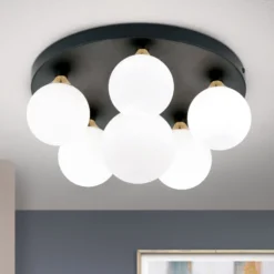 Deckenlampe Snowwhite, Baldachin Ø 36 cm, schwarz