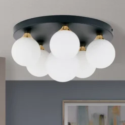 Deckenlampe Snowwhite, Baldachin Ø 36 cm, schwarz