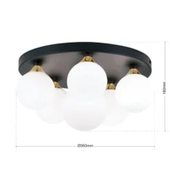 Deckenlampe Snowwhite, Baldachin Ø 36 cm, schwarz