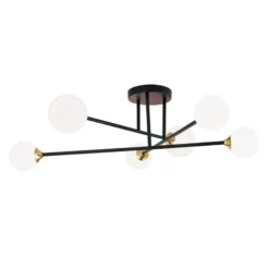 Deckenlampe Snowwhite mit Gestänge, 6fl., schwarz