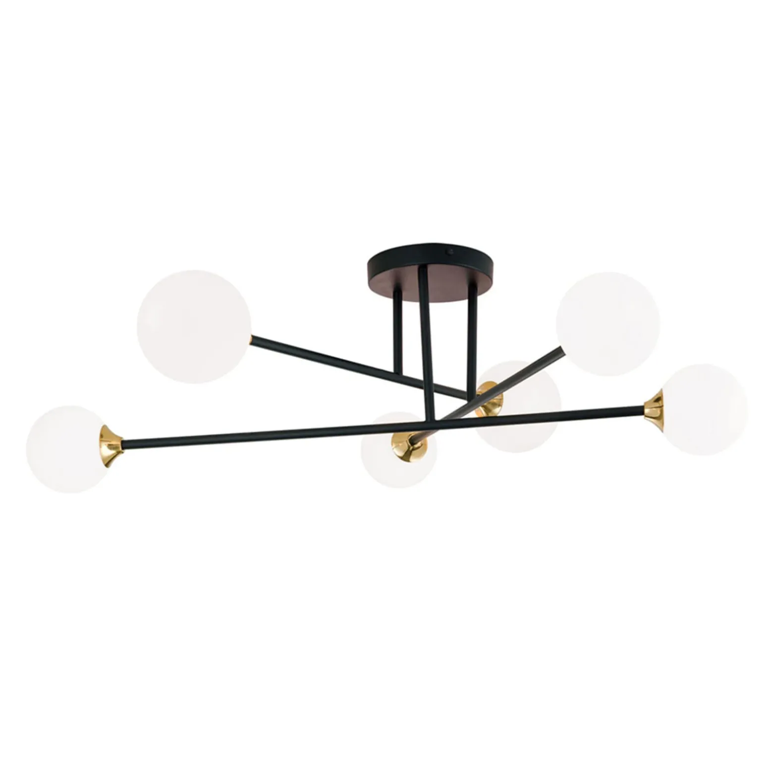 Deckenlampe Snowwhite mit Gestänge, 6fl., schwarz