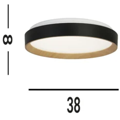 Deckenlampe Sorrento schwarz/Holzdekor Ø 38 cm Fernbedienung