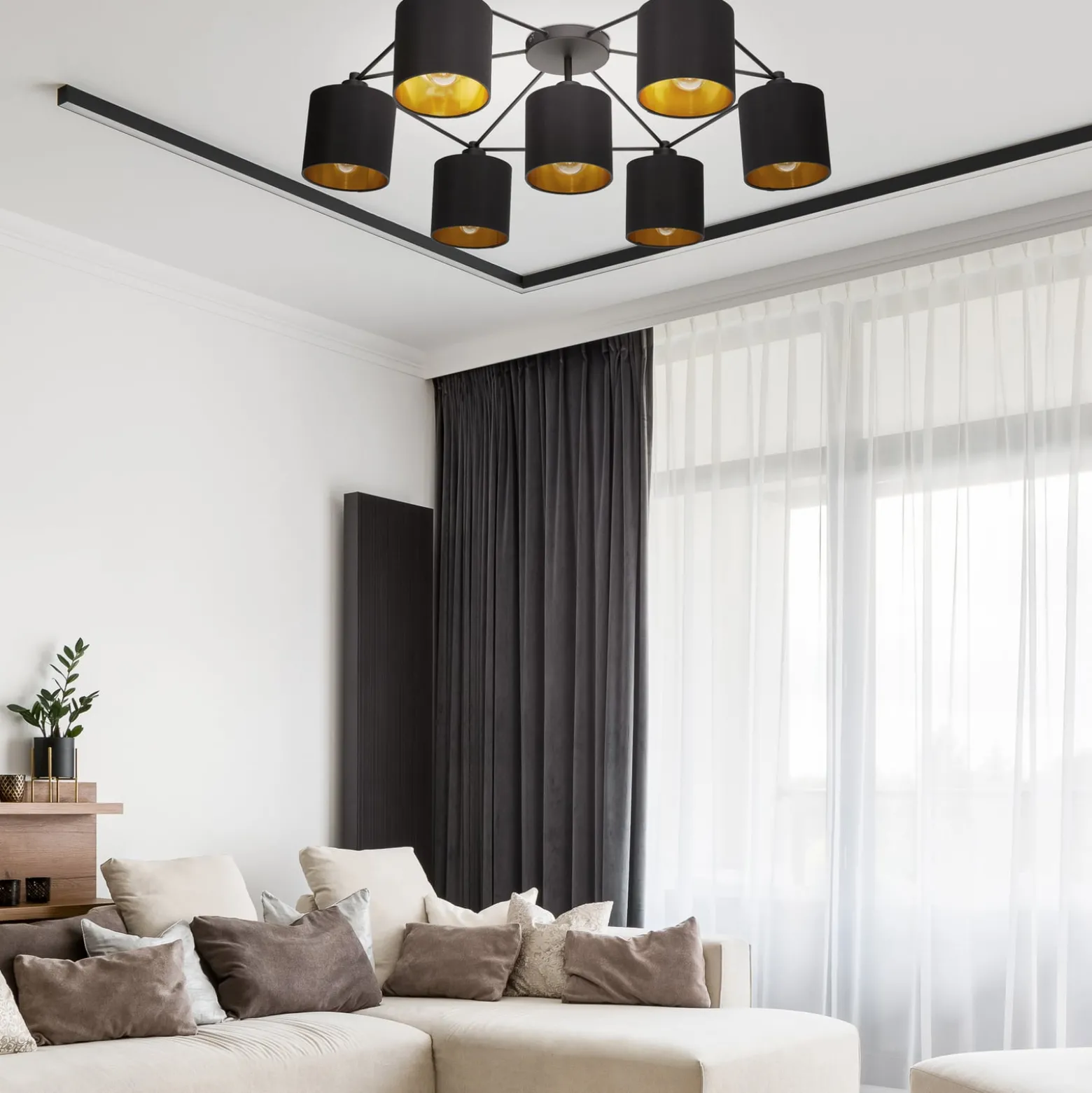 Deckenlampe Staiti schwarz mit Schirmen