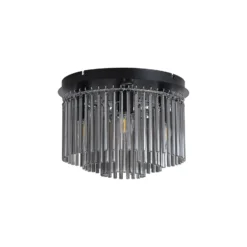 Deckenlampe Swizzle, schwarz/rauchgrau, Ø 32 cm, Glas/Metall