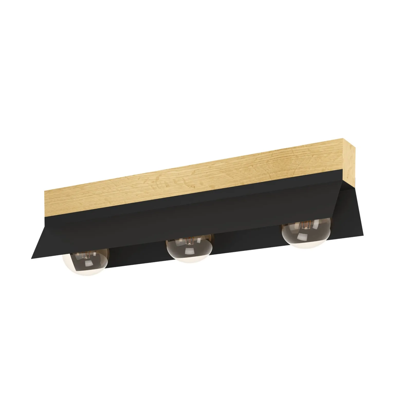 Deckenlampe Tarrafo schwarz, holz natur, 3-flammig