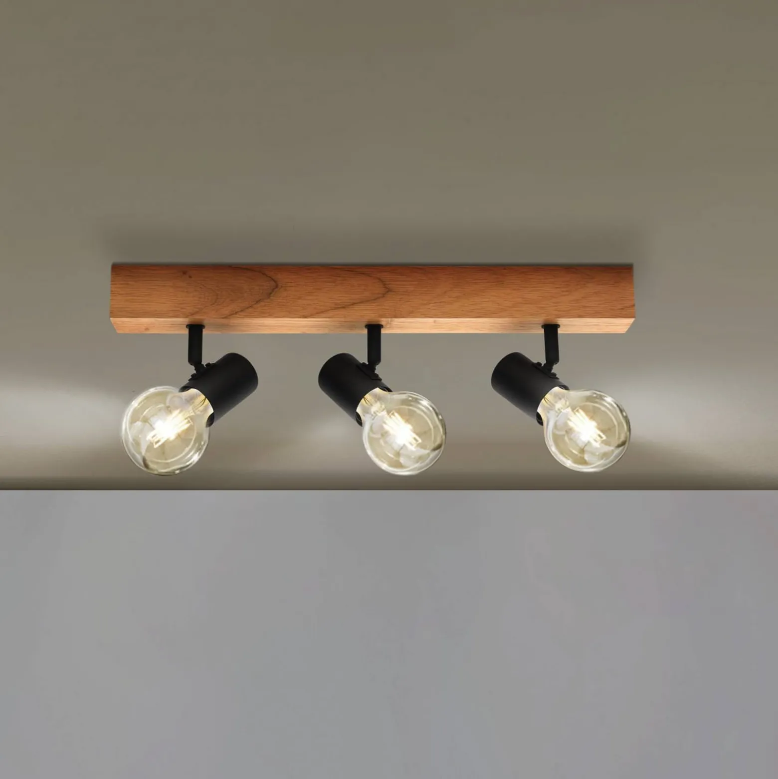 Deckenlampe Townshend 3 aus Holz 3-flammig schwarz