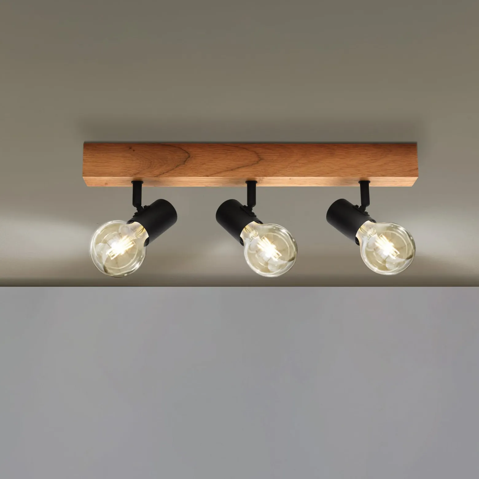 Deckenlampe Townshend 3 aus Holz 3-flammig schwarz
