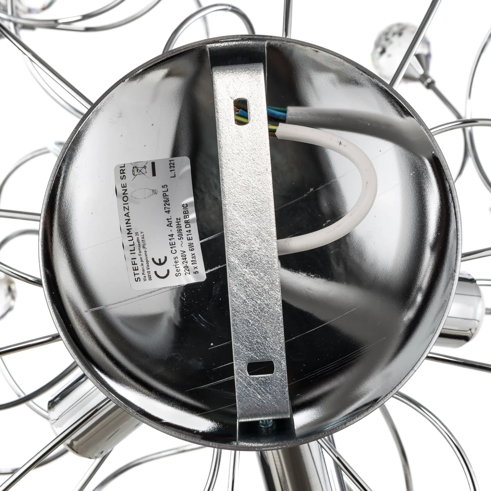 Deckenlampe Trilly in Chrom mit Kristallen, 5fl.