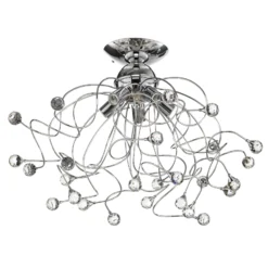 Deckenlampe Trilly in Chrom mit Kristallen, 5fl.