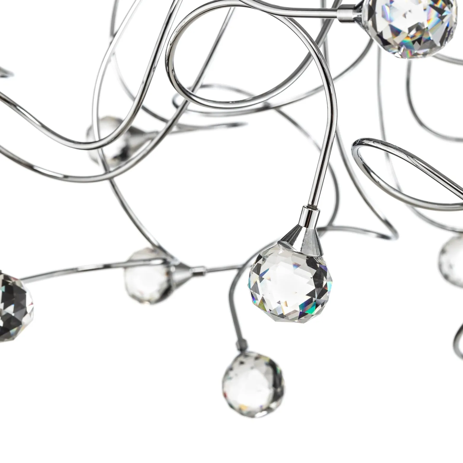 Deckenlampe Trilly in Chrom mit Kristallen, 5fl.