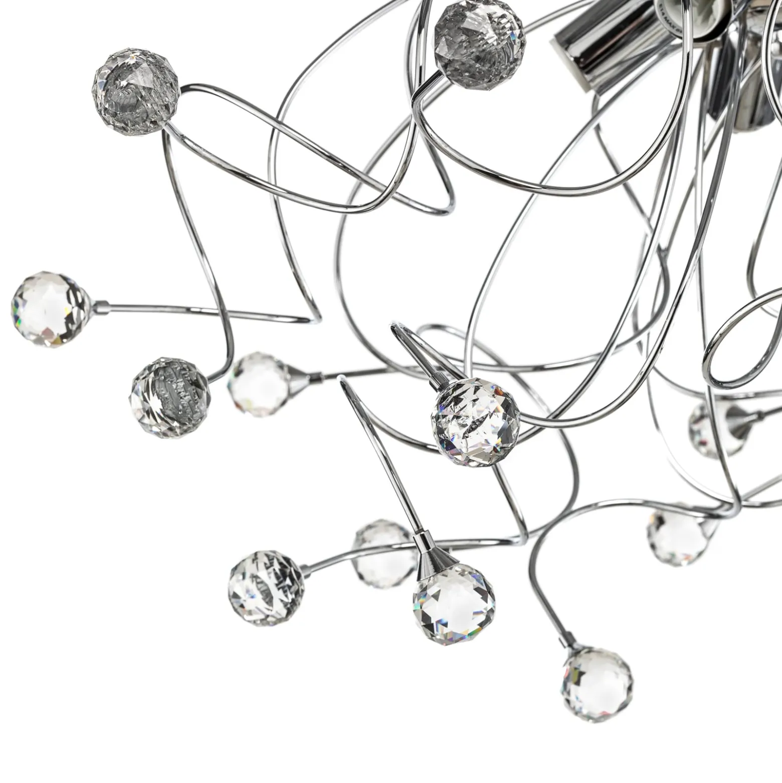 Deckenlampe Trilly in Chrom mit Kristallen, 5fl.