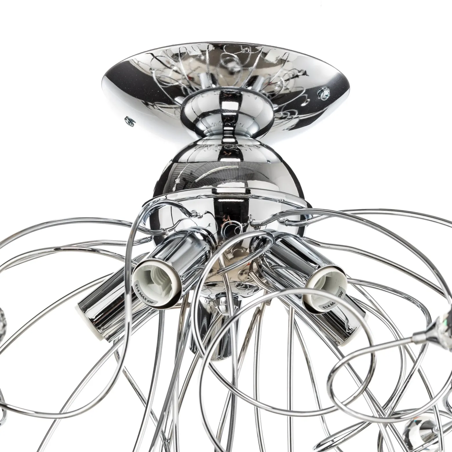 Deckenlampe Trilly in Chrom mit Kristallen, 5fl.