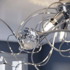 Deckenlampe Trilly in Chrom mit Kristallen, 3fl.