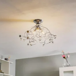 Deckenlampe Trilly in Chrom mit Kristallen, 3fl.