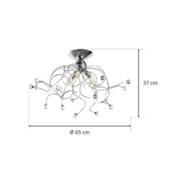 Deckenlampe Trilly in Chrom mit Kristallen, 3fl.