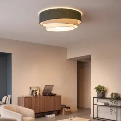 Deckenlampe Trio, grün/beige, Ø 60 cm, Textil, E27