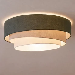 Deckenlampe Trio, grün/beige, Ø 60 cm, Textil, E27