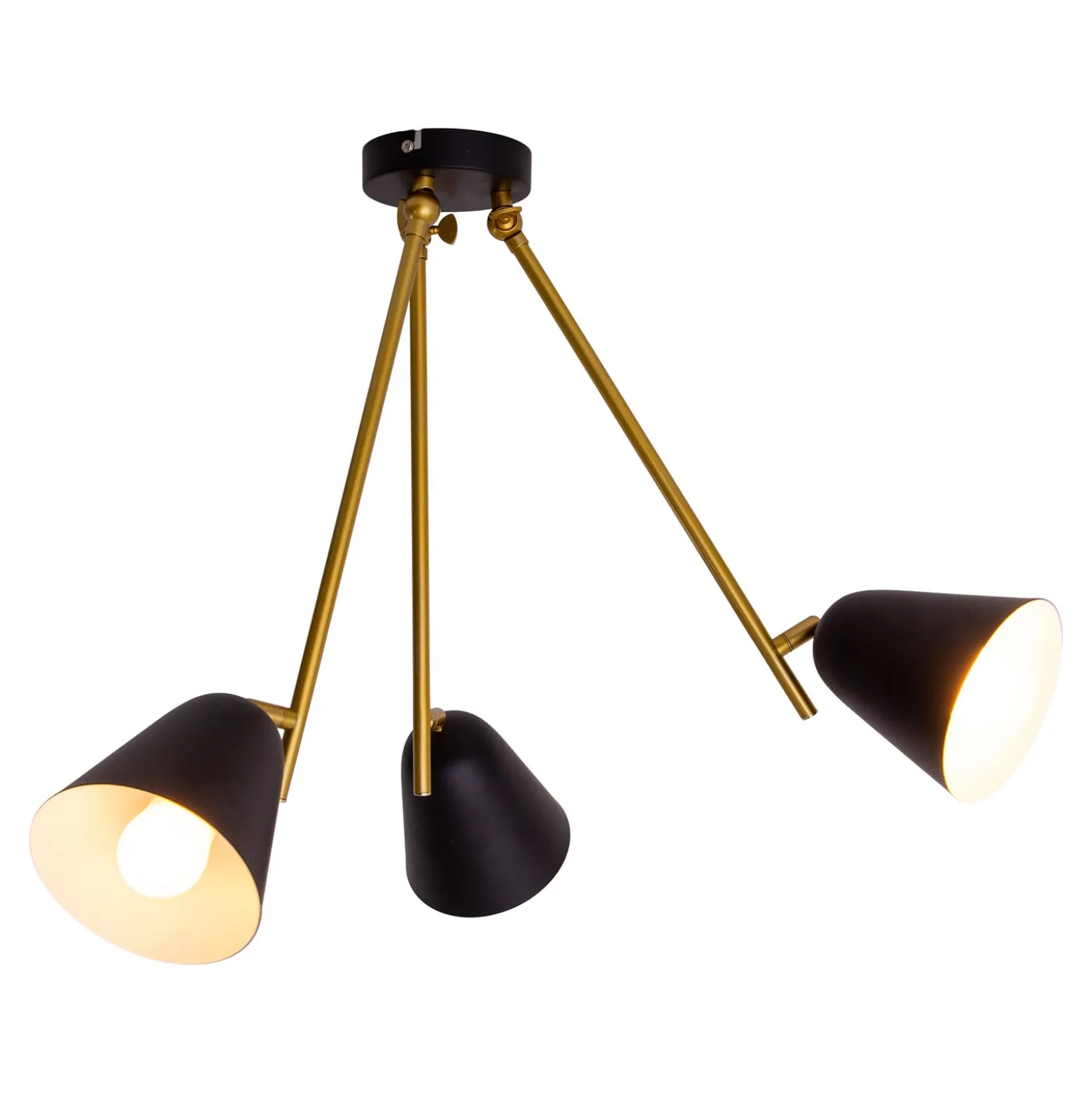 Deckenlampe Triton, schwarz und gold, dreiflammig