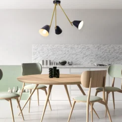 Deckenlampe Triton, schwarz und gold, dreiflammig