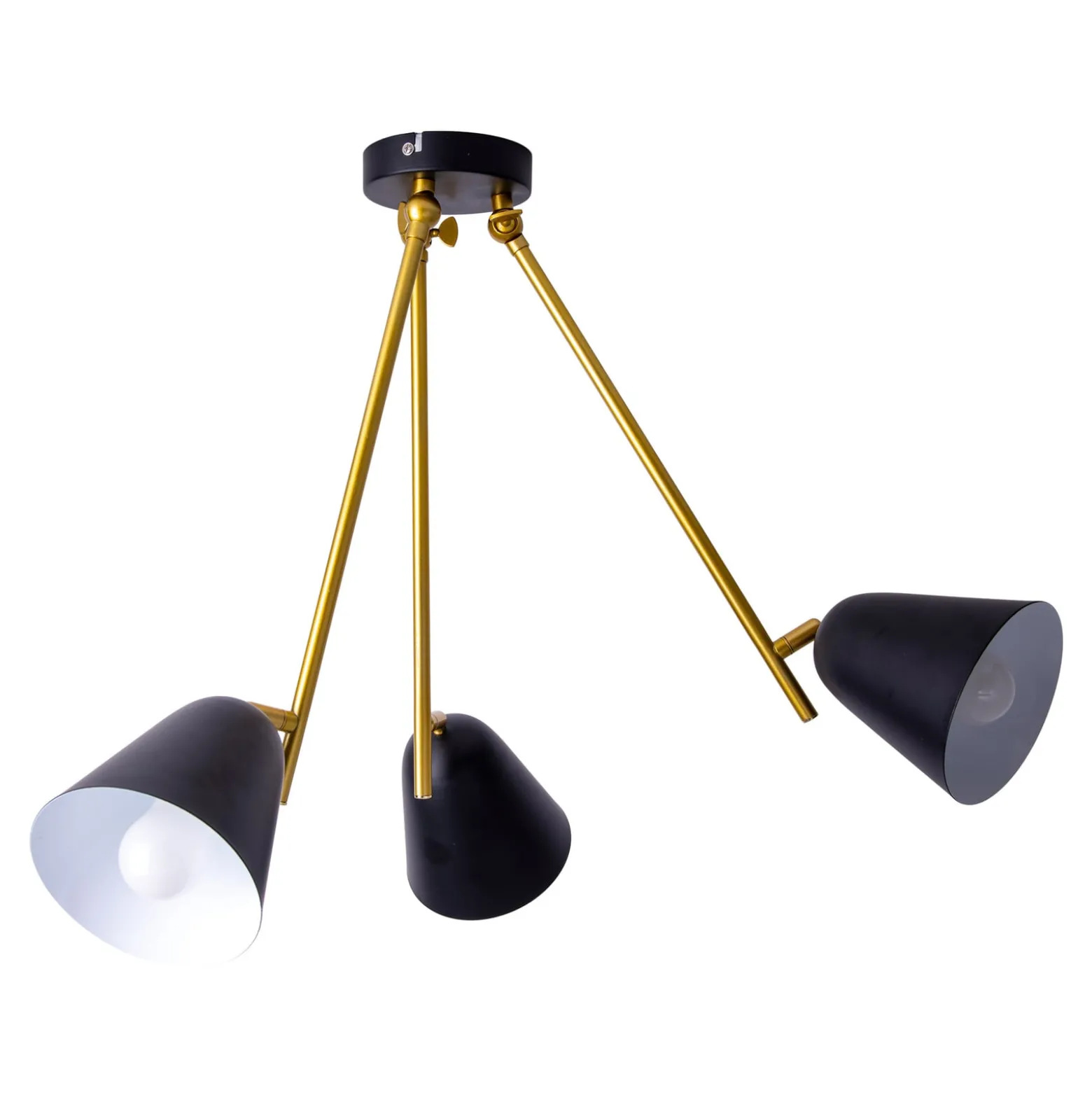 Deckenlampe Triton, schwarz und gold, dreiflammig