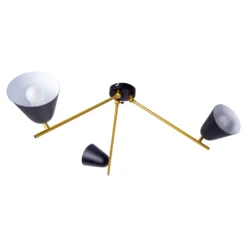Deckenlampe Triton, schwarz und gold, dreiflammig
