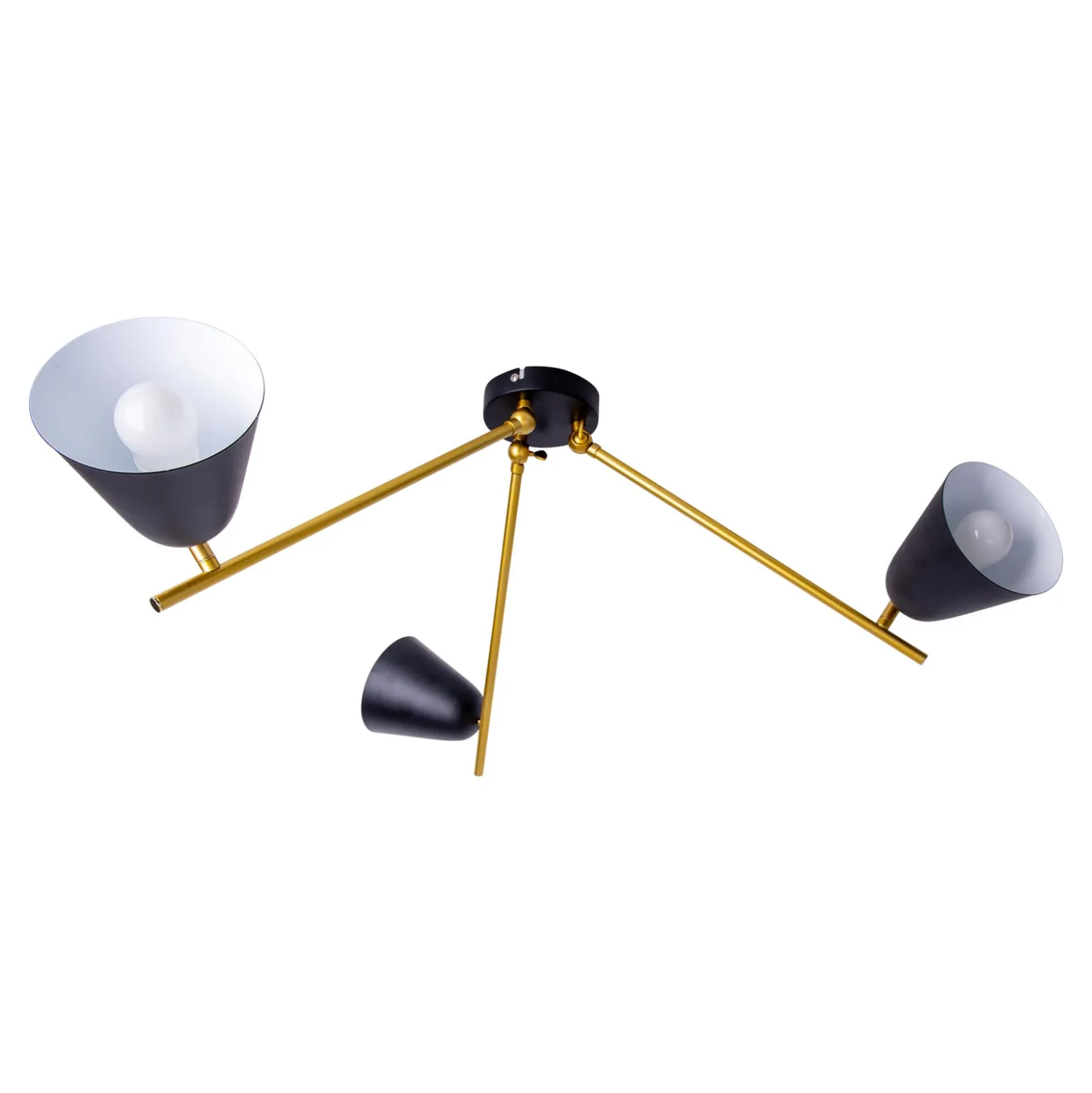 Deckenlampe Triton, schwarz und gold, dreiflammig
