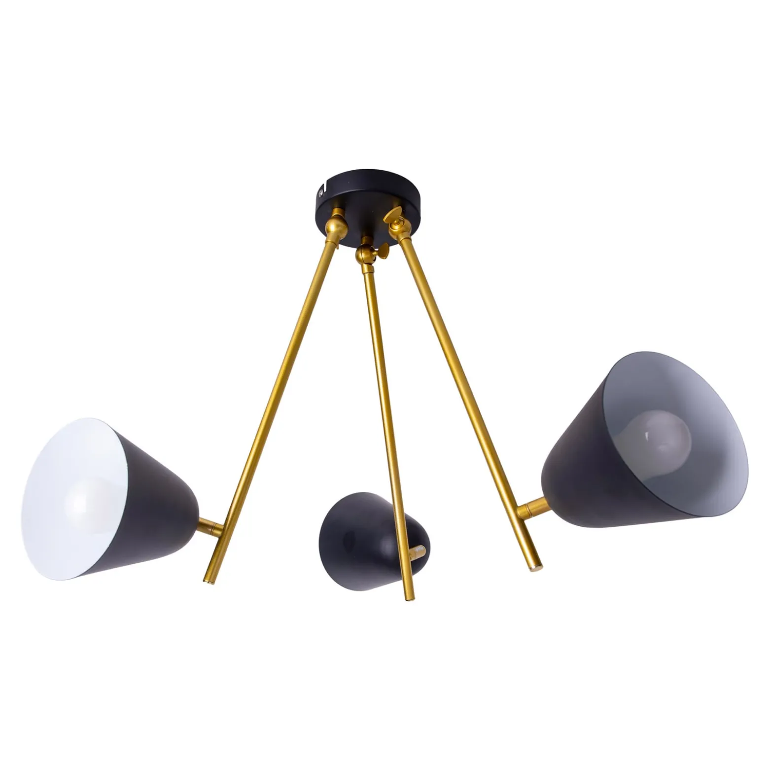 Deckenlampe Triton, schwarz und gold, dreiflammig
