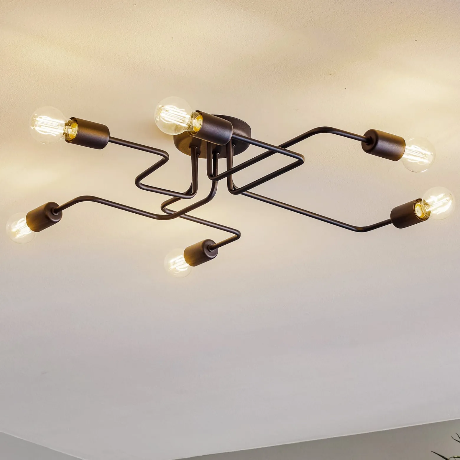 Deckenlampe Tube sechsflammig schwarz