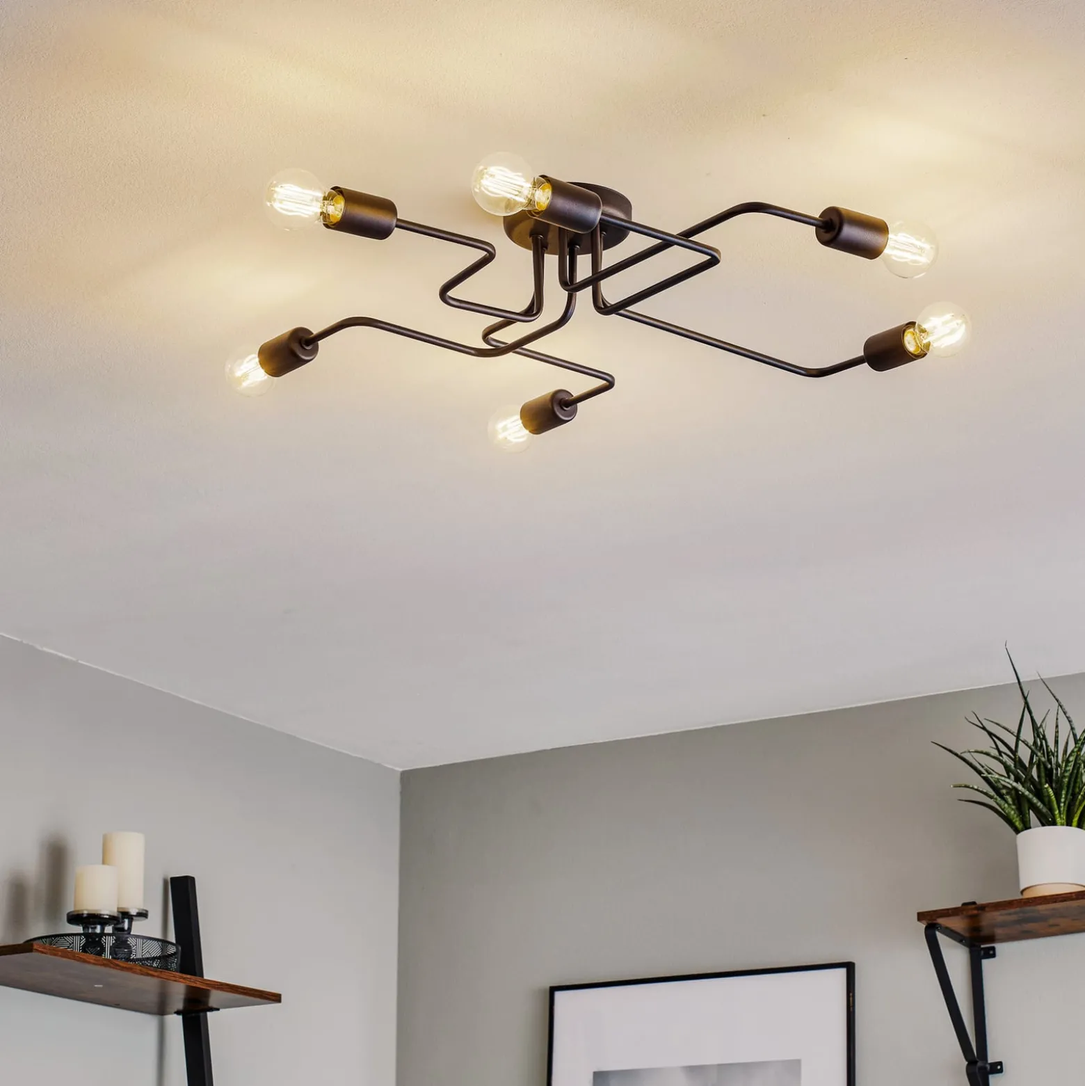 Deckenlampe Tube sechsflammig schwarz