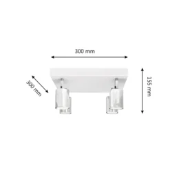 Deckenlampe Tune II, weiß/chrom, Metall, 4-flammig, Quadrat