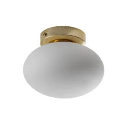 Deckenlampe Ufo, gold/weiß, Ø 18 cm, Glas, G9