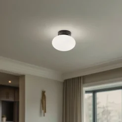 Deckenlampe Ufo, schwarz/weiß, Ø 18 cm, Glas, G9