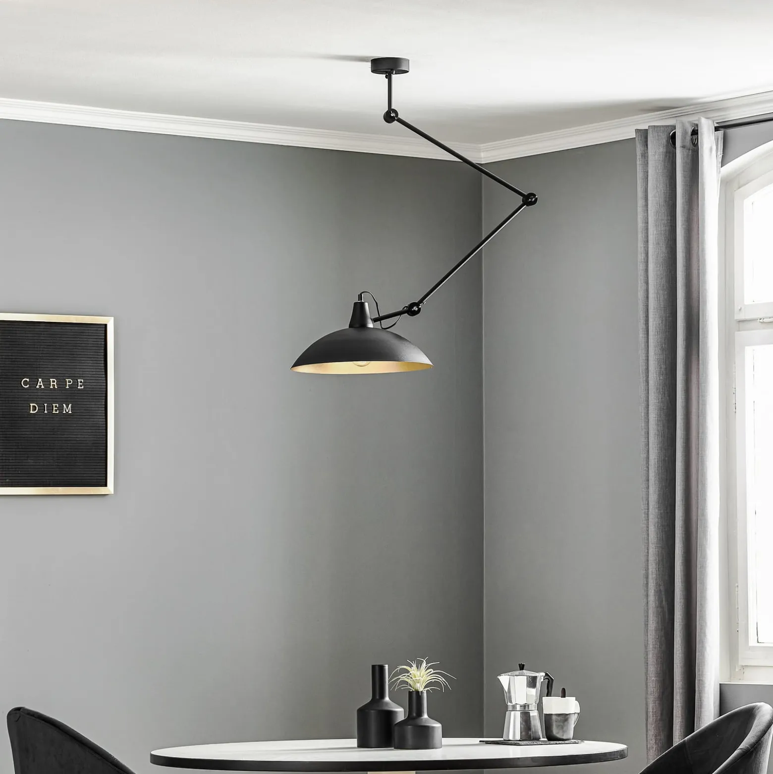 Deckenlampe 808 verstellbar 1-flammig schwarz/gold