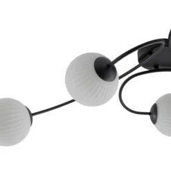 Deckenlampe Vibra, opal/schwarz, Länge 97 cm, Glas, 6-flg.
