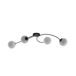 Deckenlampe Vibra, opal/schwarz, Länge 110 cm, Glas, 4-flg.
