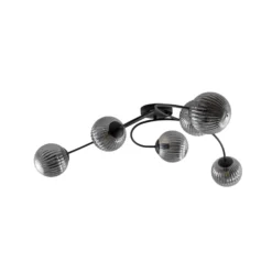 Deckenlampe Vibra, rauchgrau/schwarz, Länge 97 cm, 6-flg.