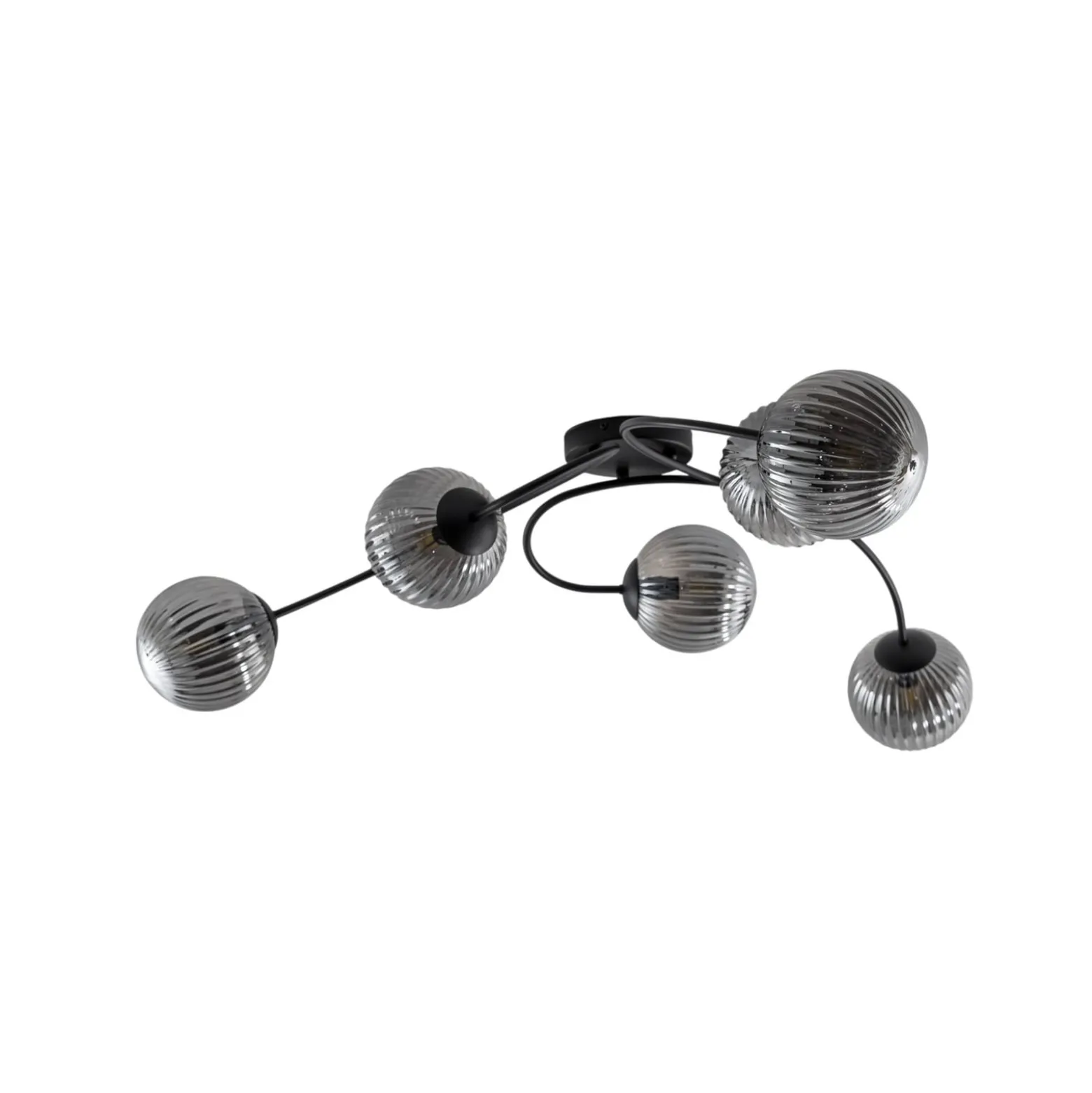 Deckenlampe Vibra, rauchgrau/schwarz, Länge 97 cm, 6-flg.