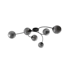 Deckenlampe Vibra, rauchgrau/schwarz, Länge 97 cm, 6-flg.
