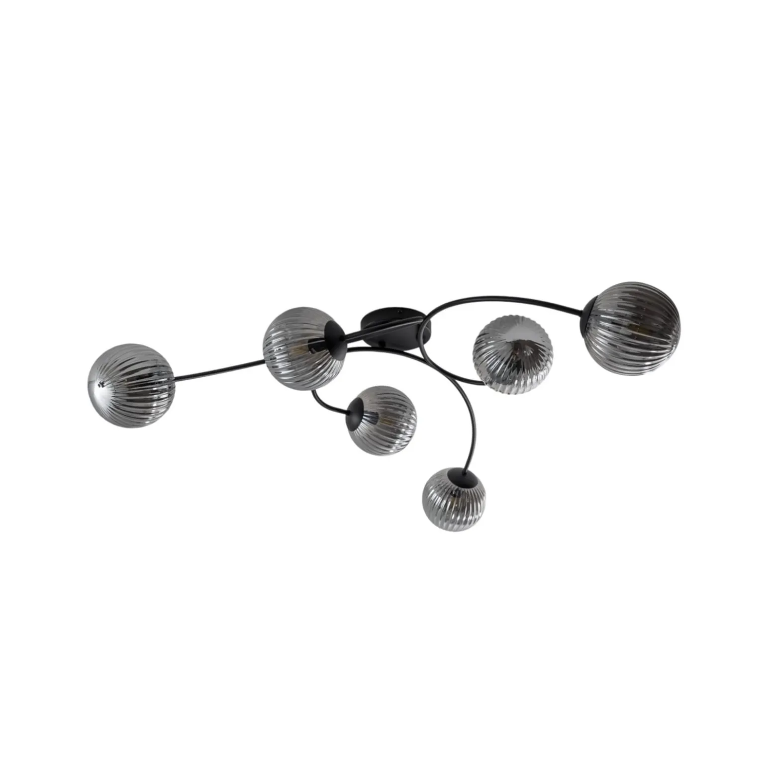 Deckenlampe Vibra, rauchgrau/schwarz, Länge 97 cm, 6-flg.