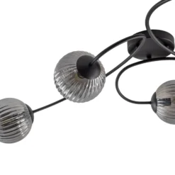 Deckenlampe Vibra, rauchgrau/schwarz, Länge 97 cm, 6-flg.