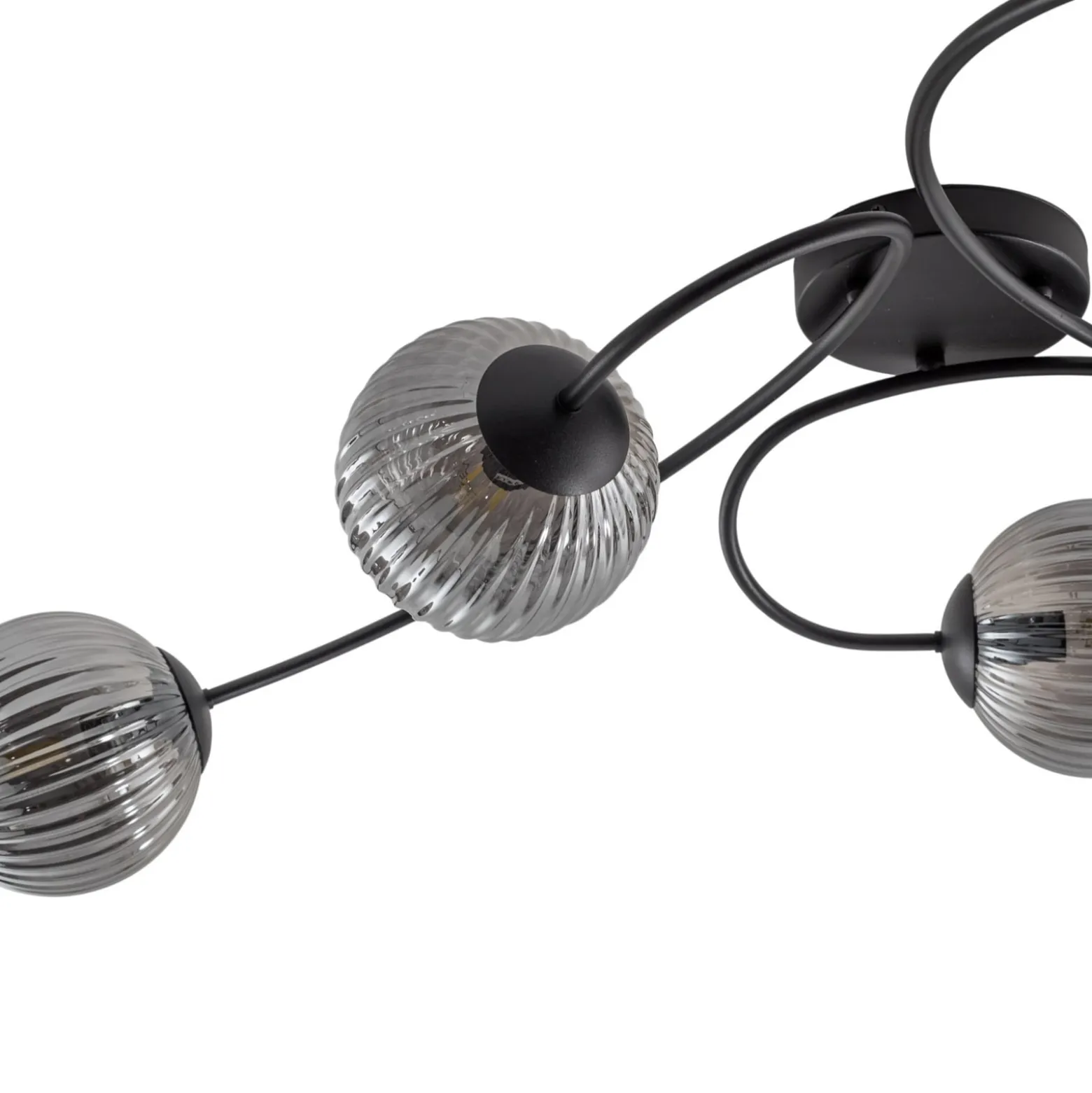 Deckenlampe Vibra, rauchgrau/schwarz, Länge 97 cm, 6-flg.