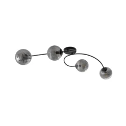 Deckenlampe Vibra, rauchgrau/schwarz, Länge 110 cm, 4-flg.