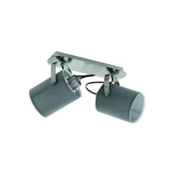 Deckenlampe Villabate mit 2 grauen Textilschirmen